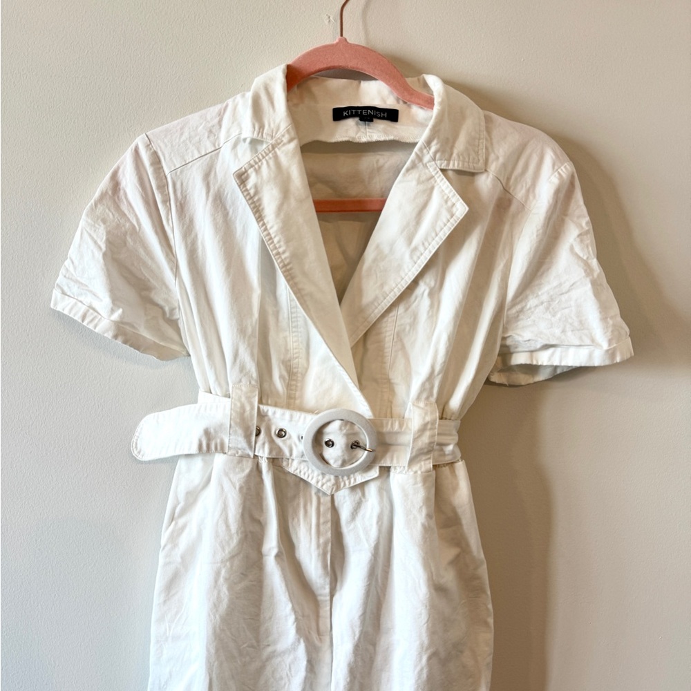 Kittenish White Belted Jumpsuit XS
